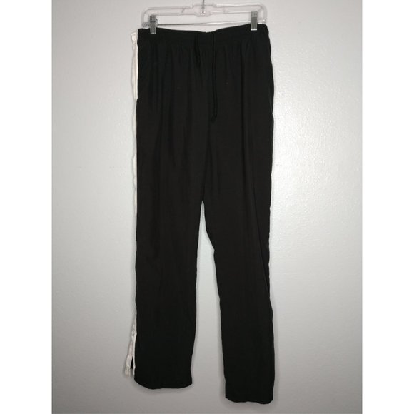 Nike Mens XL  x 32 Black Track Pants Straight Leg White Striped Pockets Athletic - Picture 1 of 6